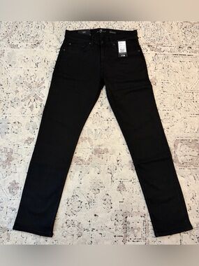 7 For All Mankind Slimmy Slim Onyx Straight Leg Denim Black Jeans Men’s Size: 32
